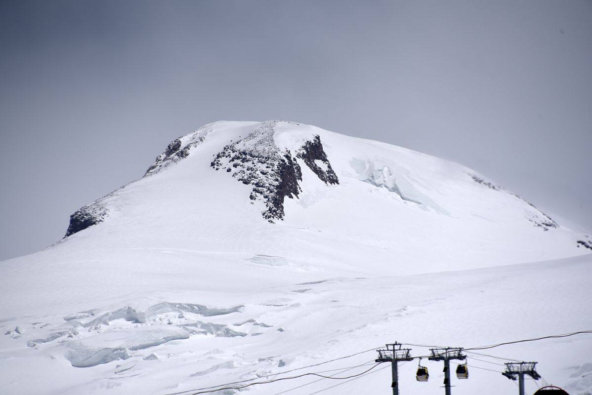 05B My First View Of Mount Elbrus Western Summit Close Up From The Chair Lift To Garabashi 3730m To Start The Mount Elbrus Climb